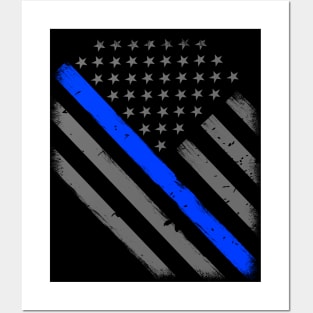 Thin Blue Line American Flag Posters and Art